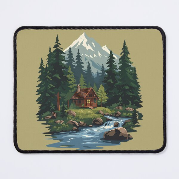 Item preview, Cozy Cottage in Nature Forest Landscape Home Art Design designed and sold by Chroma Dreams .
