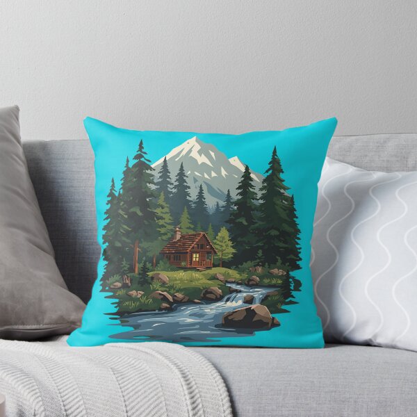 Item preview, Cozy Cottage in Nature Forest Landscape Home Art Design designed and sold by Chroma Dreams .
