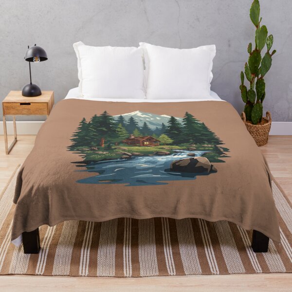 Item preview, Cozy Cottage in Nature Forest Landscape Home Art Design designed and sold by Chroma Dreams .