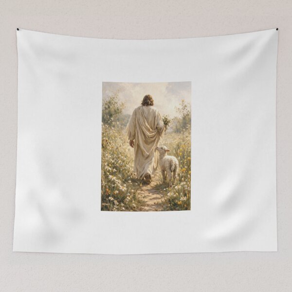 Item preview, Jesus and Lamb Oil Painting, Christian Art designed and sold by Naviiraart.