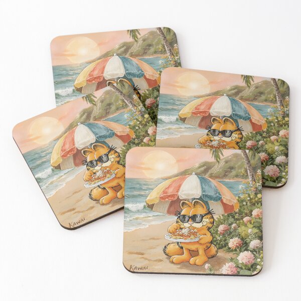 Item preview, Orange Cat Eating Lasagna in Hawaii Vintage Travel Tourism designed and sold by MoonhazeeCo.