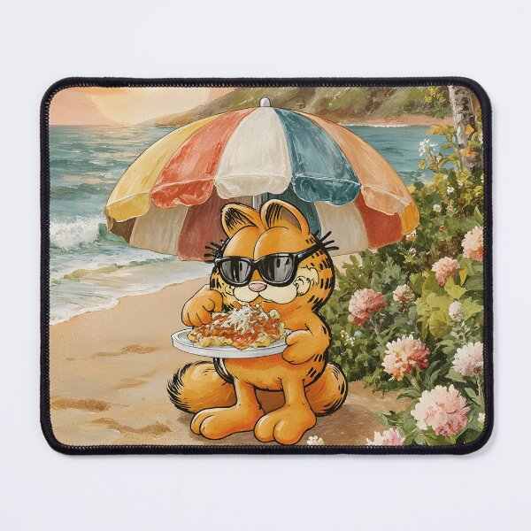 Item preview, Orange Cat Eating Lasagna in Hawaii Vintage Travel Tourism designed and sold by MoonhazeeCo.