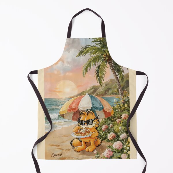 Item preview, Orange Cat Eating Lasagna in Hawaii Vintage Travel Tourism designed and sold by MoonhazeeCo.
