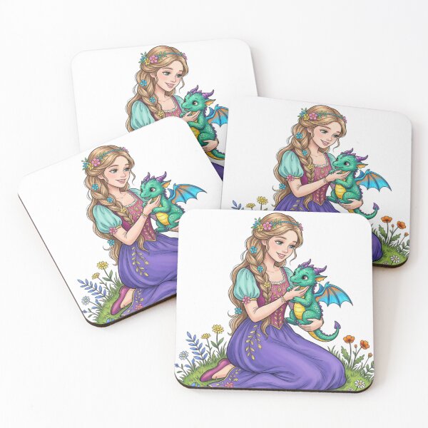 Item preview, A beautiful girl is raising a baby dragon. designed and sold by PP&RAINBOW SHOP.