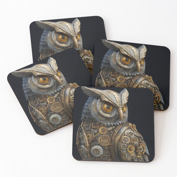 Item preview, Golden Brass Steampunk Owl with Layered Mechanical Feathers designed and sold by EK-World.