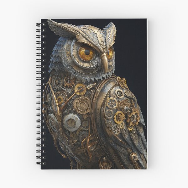 Item preview, Golden Brass Steampunk Owl with Layered Mechanical Feathers designed and sold by EK-World.