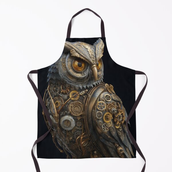 Item preview, Golden Brass Steampunk Owl with Layered Mechanical Feathers designed and sold by EK-World.