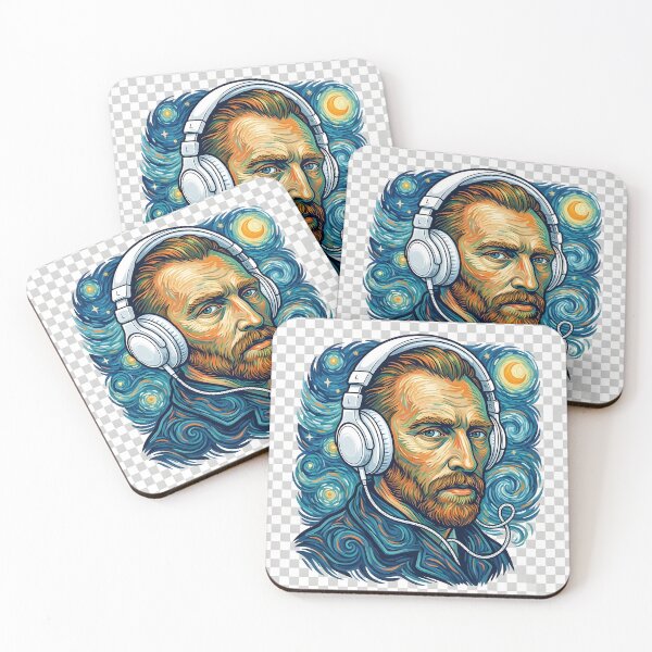 Item preview, Van Gogh Lo-Fi Melancholy Playlist – Swirling Starry Portrait designed and sold by GreatPeopleMind.