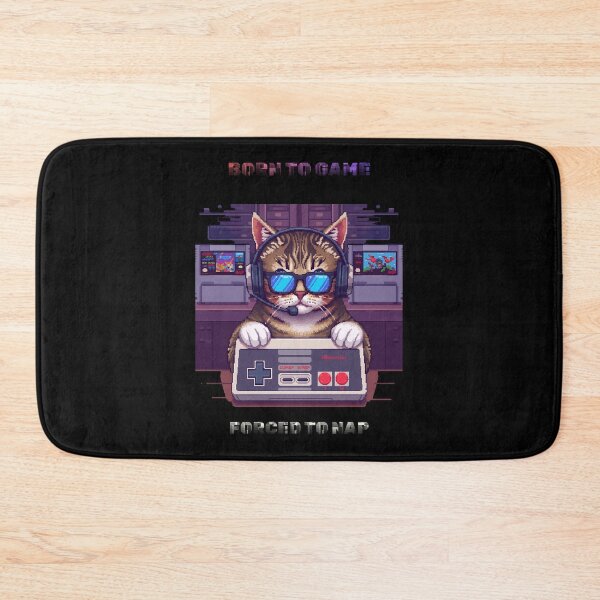 Item preview, Born To Game Forced To Nap Retro Pixel Cat designed and sold by Quotable Gear.