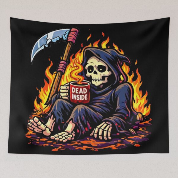 Item preview, Dead Inside Fire Reaper – Burning Dark Humor Skeleton designed and sold by MariDonna.