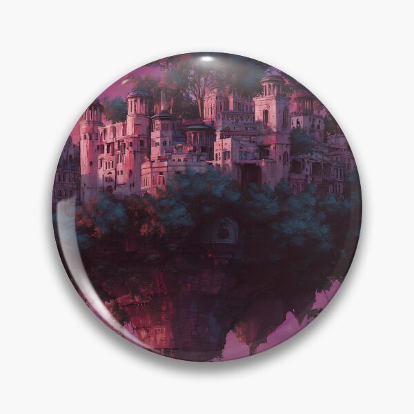 Item preview, Ethereal Pink Sky Floating Ancient City with Hanging Gardens designed and sold by EK-World.