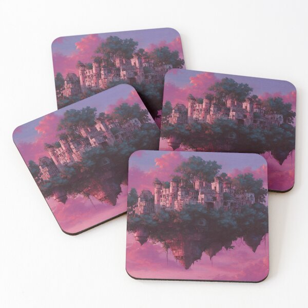 Item preview, Ethereal Pink Sky Floating Ancient City with Hanging Gardens designed and sold by EK-World.