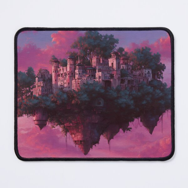 Item preview, Ethereal Pink Sky Floating Ancient City with Hanging Gardens designed and sold by EK-World.