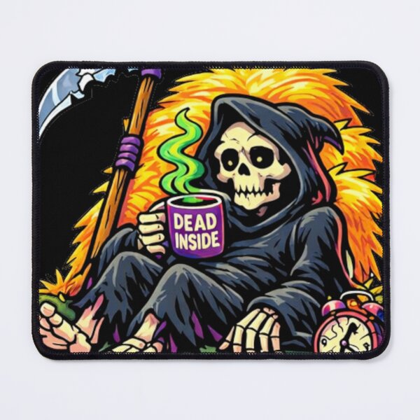 Item preview, Dead Inside Grim Reaper – Dark Humor Skeleton with Coffee designed and sold by MariDonna.