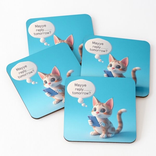 Item preview, Funny Introvert Cat Ignoring Text Reply Tomorrow Cute Kawaii Cat Relatable Humor Design designed and sold by Tpac-goods.