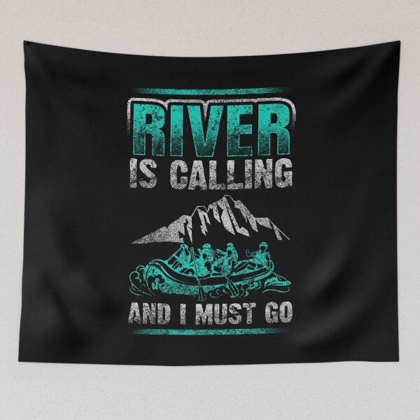 Item preview, The River Is Calling Rafting Blue Distressed designed and sold by LarkDesigns.