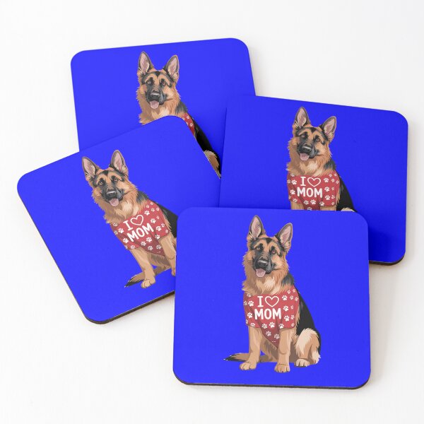Item preview, German Shepherd Wearing red Shirt paw Print Text I Love MOM  designed and sold by fantasticdesign.