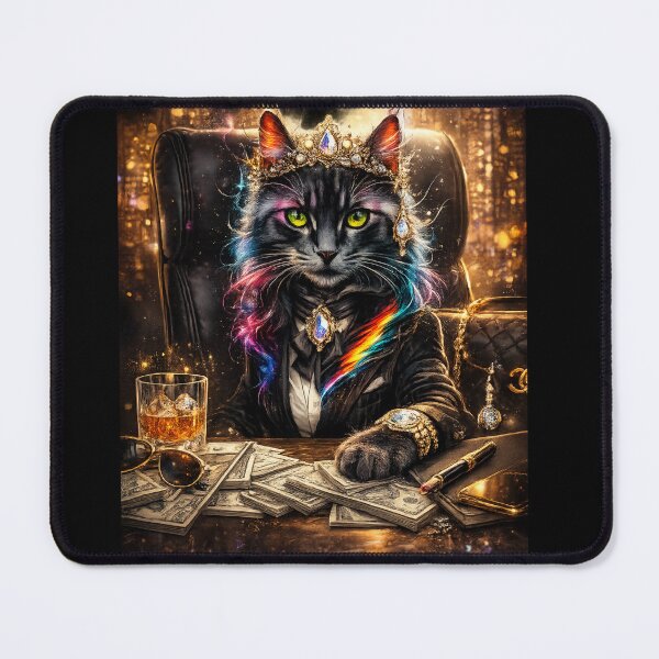 Item preview, Boss Cat Queen – Luxury Mafia Aesthetic Cat Art – Rich Boss Lady Vibes Illustration designed and sold by sumodesign.