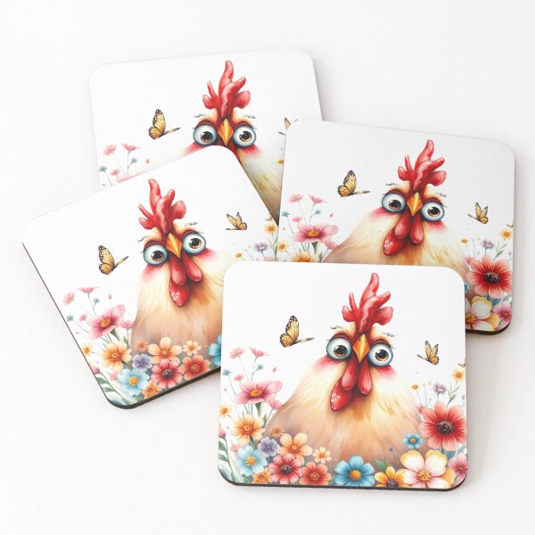 Item preview,  Chicken Among Flowers designed and sold by Serene Strokes Art.