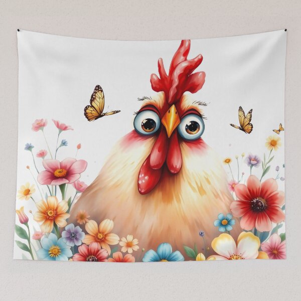 Item preview,  Chicken Among Flowers designed and sold by Serene Strokes Art.