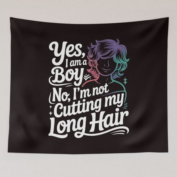Item preview, Yes, I Am A Boy No, I'm Not Cutting My Long Hair – Long Hair Tee Statement designed and sold by Redgiant87x.