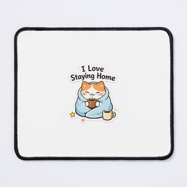 Item preview, Introvert Cat – I Love Staying Home Cute Cozy Sticker designed and sold by MeadowMagicDesigns.