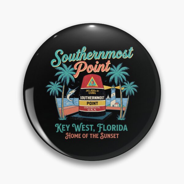 Item preview, Southernmost Point Key West Florida Vintage Retro Sunset 90 Miles to Cuba Travel Souvenir designed and sold by Milasneeze.