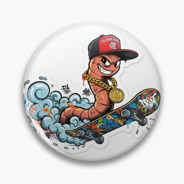 Item preview, A worm wearing a Flamengo cap doing a skateboard drift. designed and sold by LCXD.