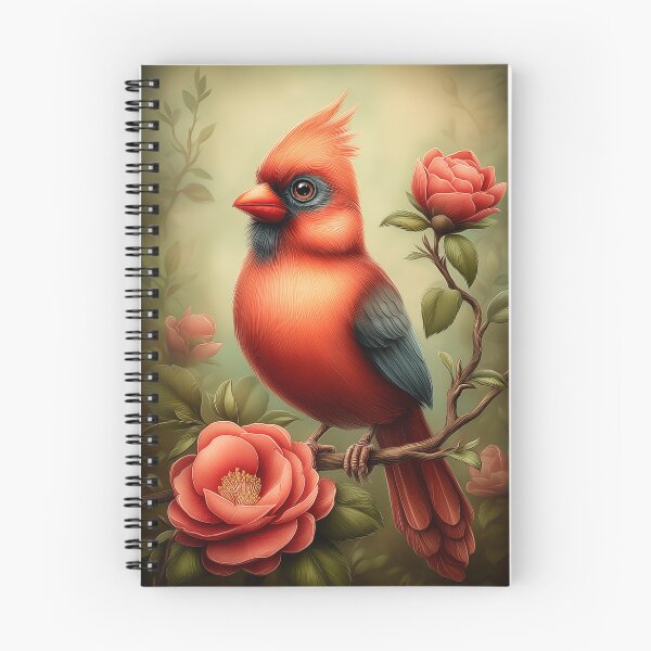 Item preview, Red Cardinal with Pink Flowers designed and sold by PetsArt.