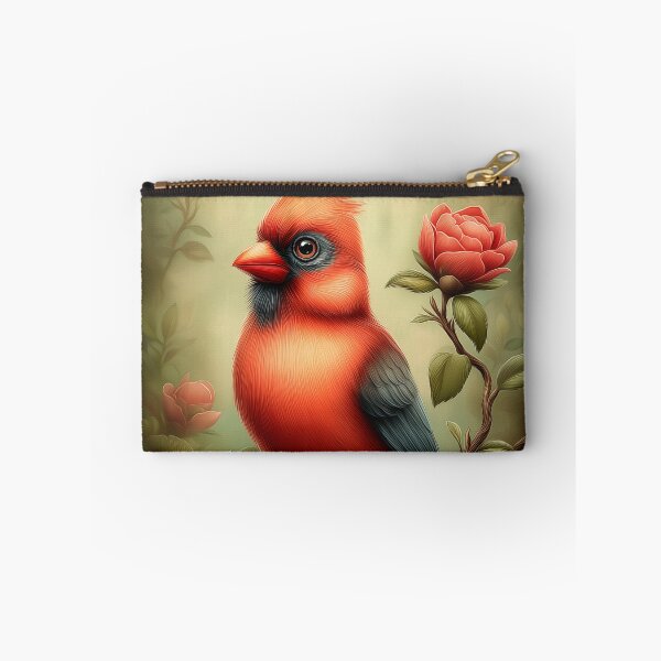 Item preview, Red Cardinal with Pink Flowers designed and sold by PetsArt.