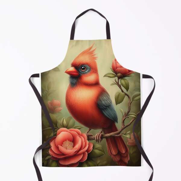 Item preview, Red Cardinal with Pink Flowers designed and sold by PetsArt.