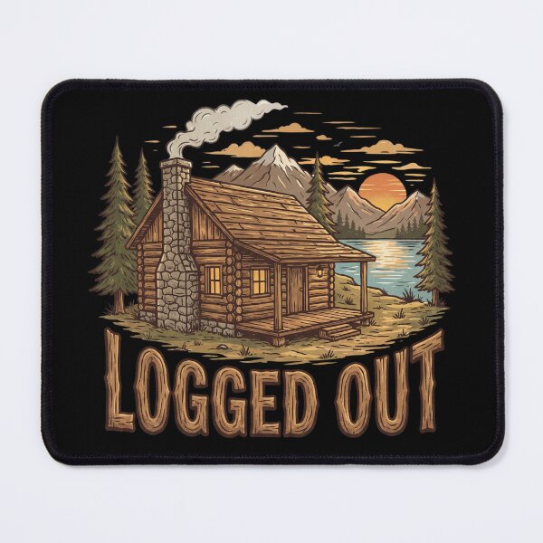 Item preview, Logged Out Cabin Rustic Log Cabin Mountain Sunset Camping Hiking Nature Lover designed and sold by Milasneeze.
