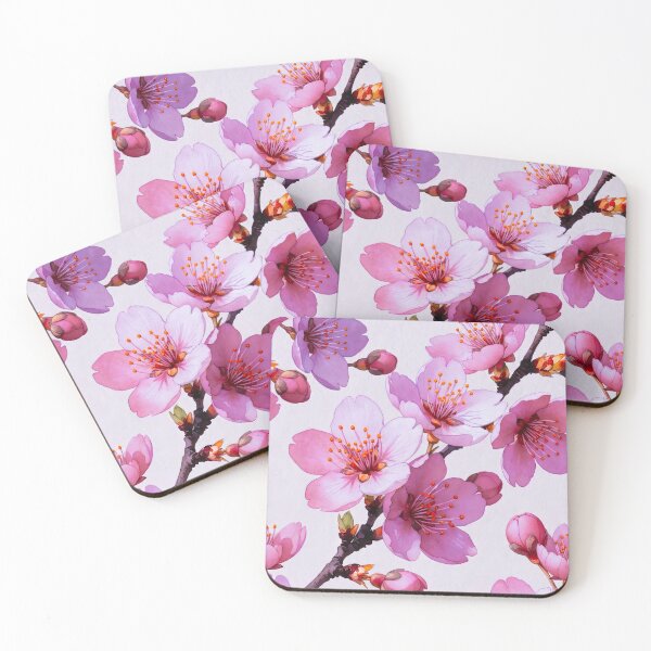 Item preview, Pink Sakura Cherry Blossom Branches Pattern on Light Background designed and sold by MaisonMaroMara.