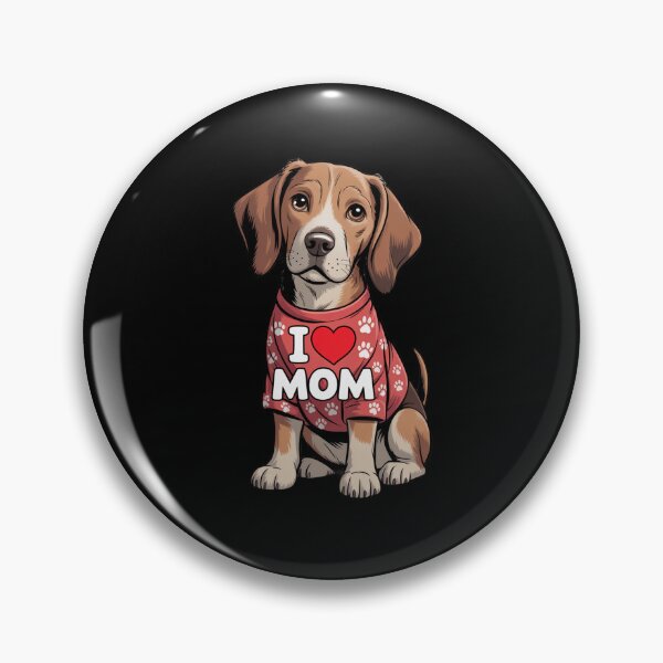 Item preview, Hound Dog Wearing a red Shirt with paw Print Text I Love MOM  designed and sold by fantasticdesign.