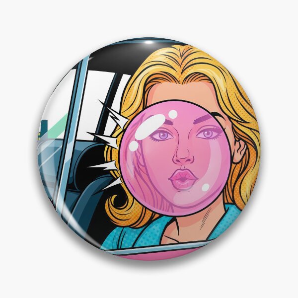 Item preview, Vintage Pop Art Woman Blowing Pink Bubble Gum Bubble designed and sold by PopDesignStyle.