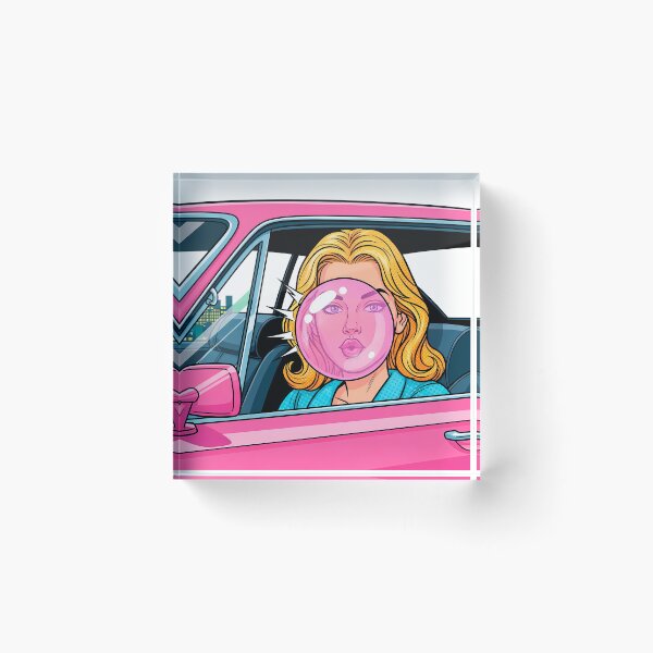 Item preview, Vintage Pop Art Woman Blowing Pink Bubble Gum Bubble designed and sold by PopDesignStyle.