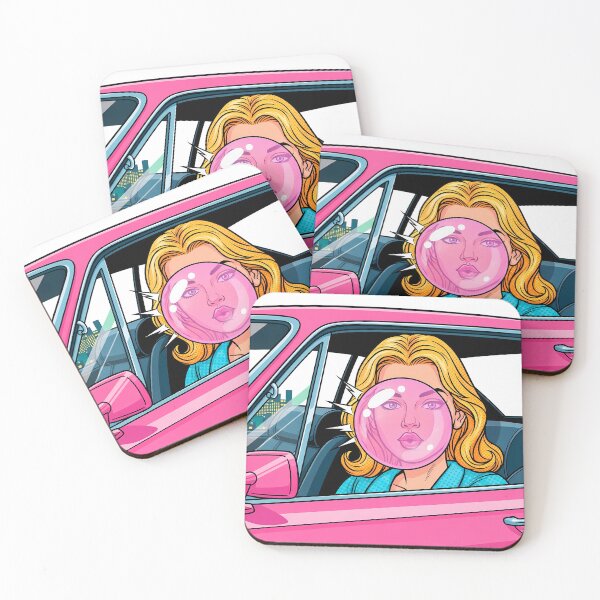 Item preview, Vintage Pop Art Woman Blowing Pink Bubble Gum Bubble designed and sold by PopDesignStyle.
