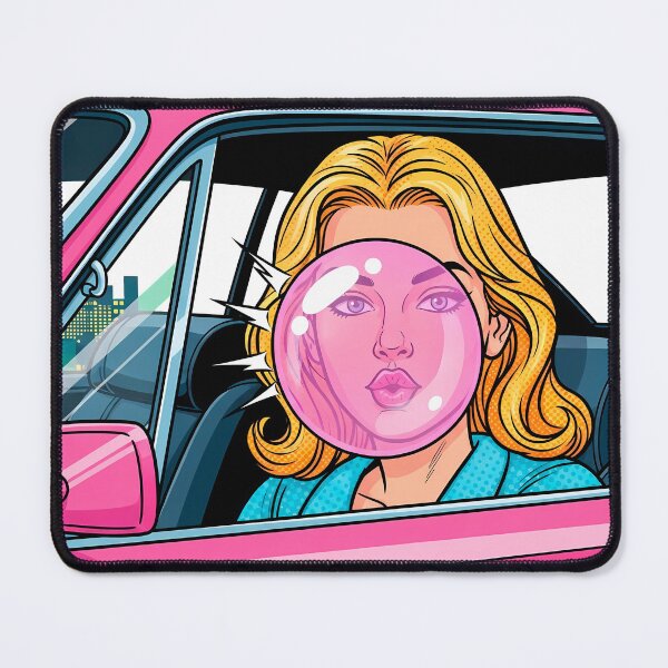 Item preview, Vintage Pop Art Woman Blowing Pink Bubble Gum Bubble designed and sold by PopDesignStyle.