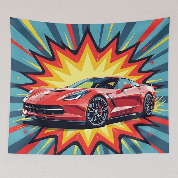 Item preview, Retro-Futurism Pop Art: Red C7 Corvette Comic Blast designed and sold by rgagliardi2017.
