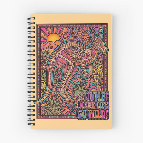 Item preview, "Jump! Make Life Go Wild" Psychedelic Kangaroo - Retro Trippy Marsupial Art Print designed and sold by FreiherrPK.