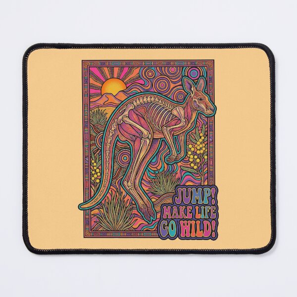 Item preview, "Jump! Make Life Go Wild" Psychedelic Kangaroo - Retro Trippy Marsupial Art Print designed and sold by FreiherrPK.