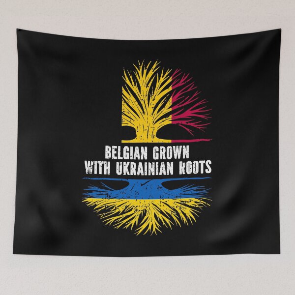 Item preview, Belgian Grown with Ukrainian Roots Flag designed and sold by CosmoKitsch.