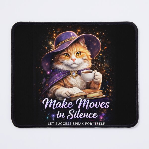 Item preview, Make Moves in Silence Cat Design | Introvert Motivation Aesthetic | Witchy Cat Coffee Art | Quiet Success Quote | Book Lover Cat Gift designed and sold by sumodesign.