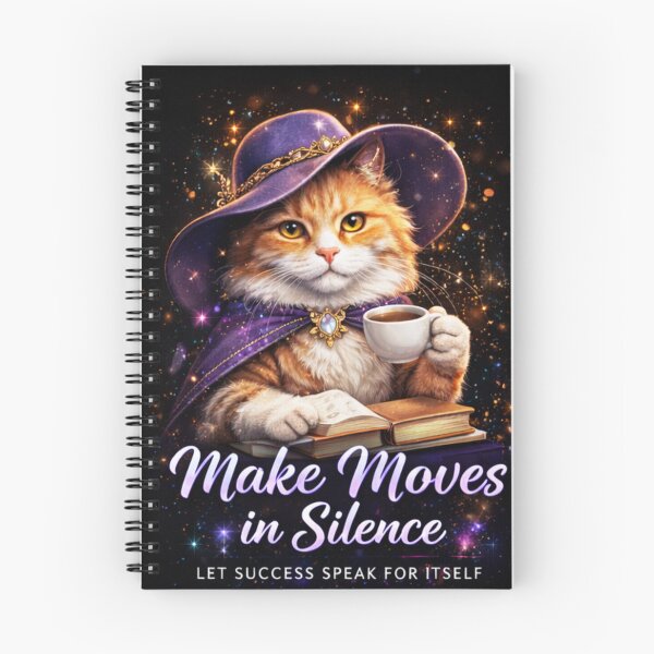 Item preview, Make Moves in Silence Cat Design | Introvert Motivation Aesthetic | Witchy Cat Coffee Art | Quiet Success Quote | Book Lover Cat Gift designed and sold by sumodesign.