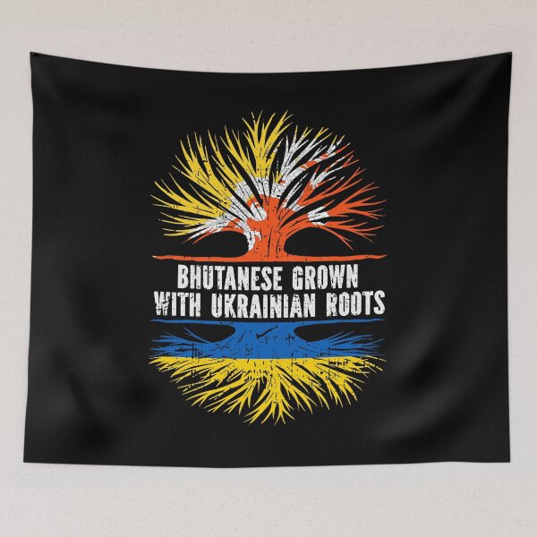 Item preview, Bhutanese Grown with Ukrainian Roots Flag designed and sold by CosmoKitsch.