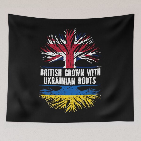 Item preview, British Grown with Ukrainian Roots UK Flag designed and sold by CosmoKitsch.