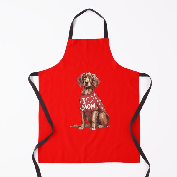 Item preview, Irish Setter Wearing a red Shirt, paw Prints Text I Love MOM designed and sold by fantasticdesign.