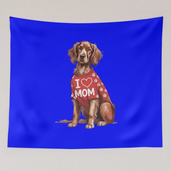 Item preview, Irish Setter Wearing a red Shirt, paw Prints Text I Love MOM designed and sold by fantasticdesign.