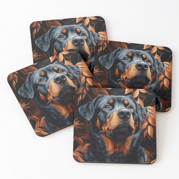 Item preview, Rottweiler Portrait with Autumn Leaves designed and sold by PetsArt.