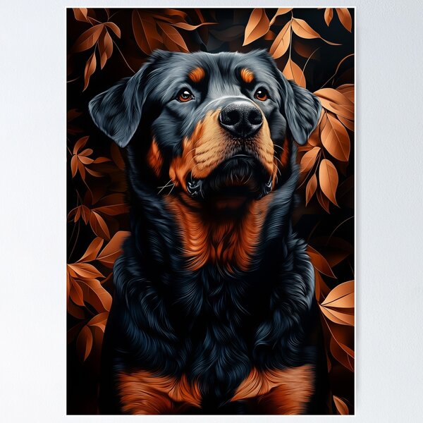 Item preview, Rottweiler Portrait with Autumn Leaves designed and sold by PetsArt.